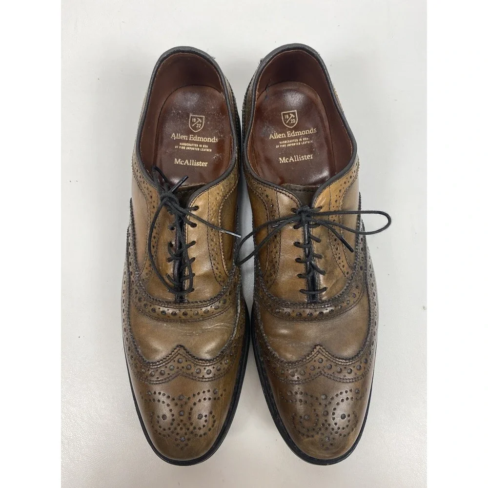 Allen Edmonds MCALLISTER  Dainite Wingtip Oxfords 10.5 B‎ Chocolate Brown Shoes
